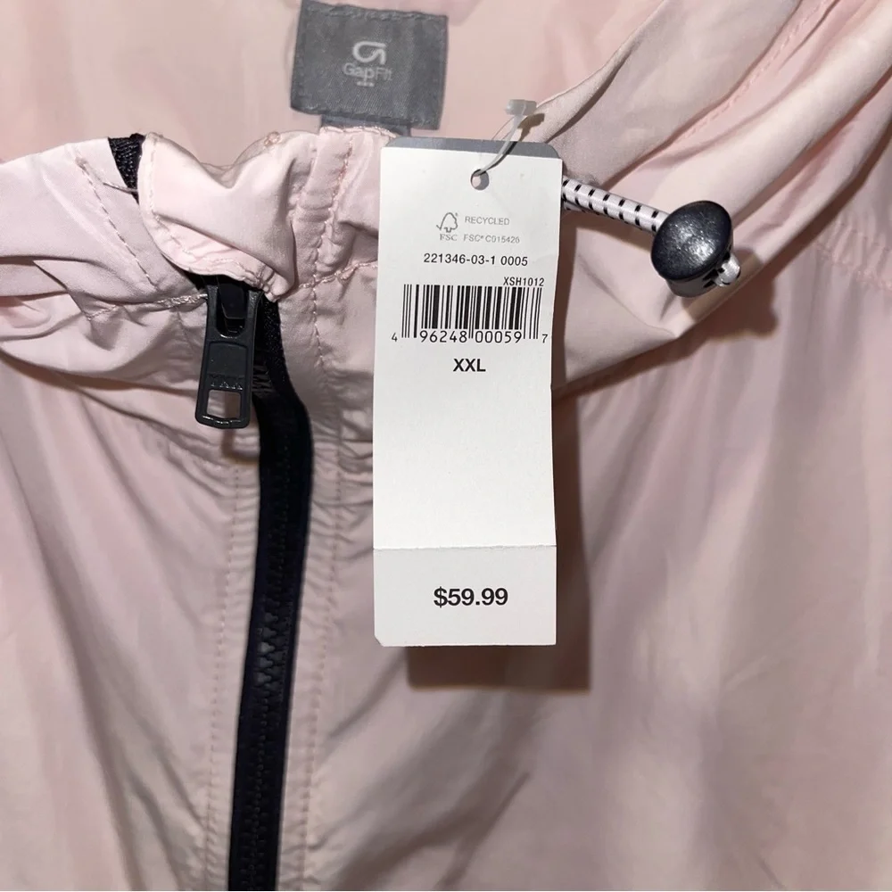 GAP Fit Women's Soft Pink Utility Windbreaker Hooded Jacket Size XXL NWT